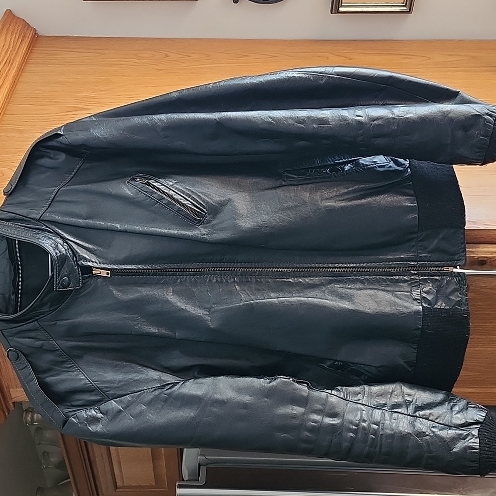 Vintage LeatherCraft Process YKK Zippers Leather Biker Jacket Men's Large